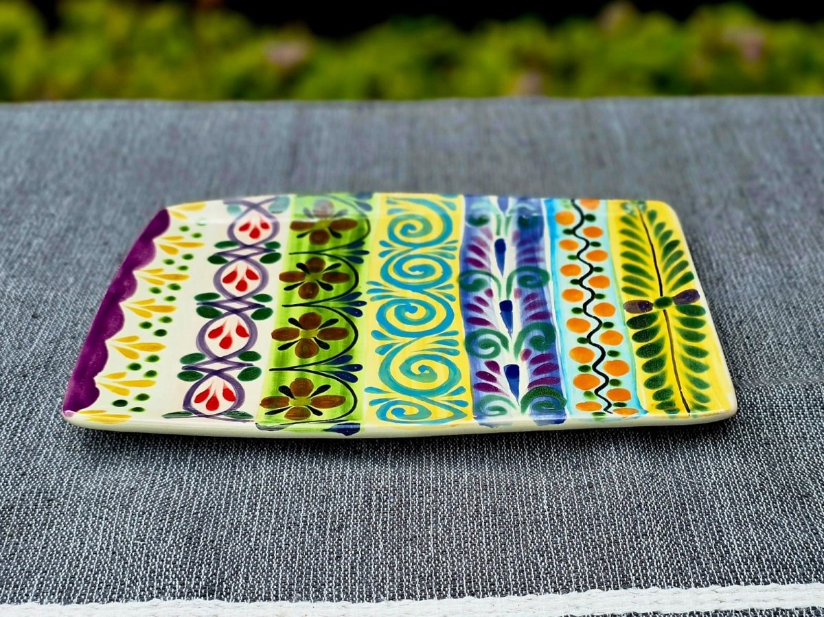 Tray / Rectangular Plate 9.8 X 6.7" Happy BordersTrayGorky Gonzalez Store240823 - 01