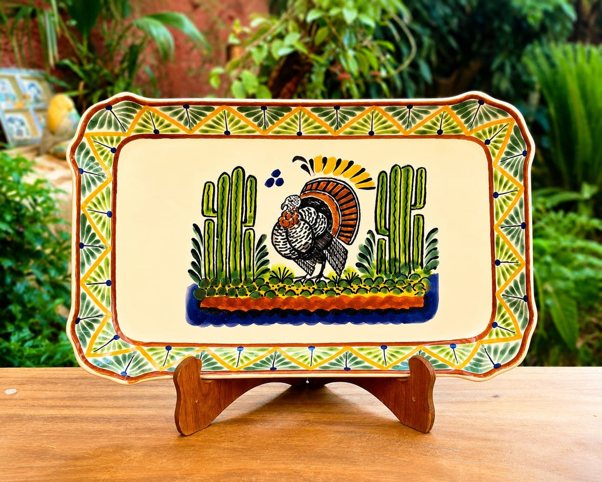 Turkey Tray Rectangular Platter 16.9"x10.6" MultiColors