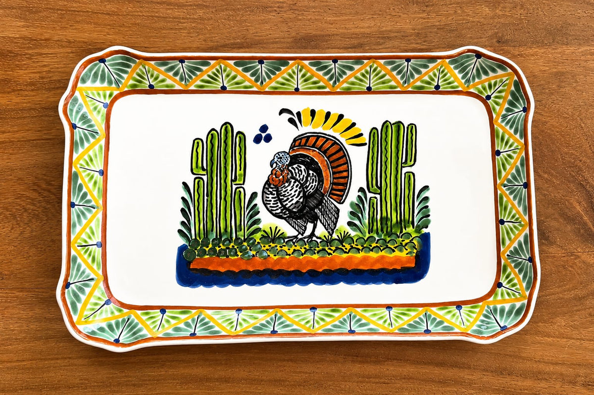 Turkey Tray Rectangular Platter 16.9"x10.6" MultiColors