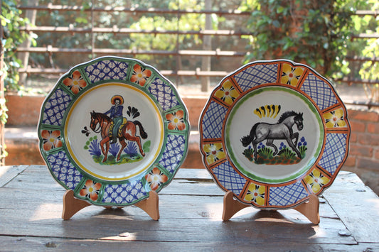 Cowboy Flower Shape Dinner Plate Set of 2 11" D MultiColors