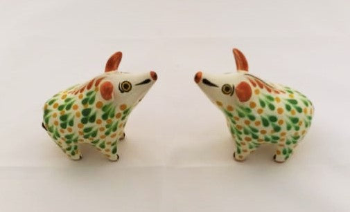 Wild Pig Salt and Pepper Shaker Set Green-Yellow Colors