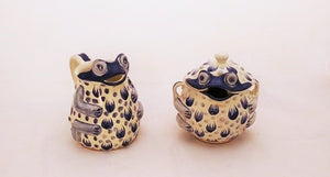 Frog Set of Creamer and Sugar in Blue Colors
