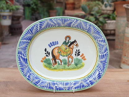 CowGirl Decorative / Serving Semi Oval Platter / Tray MultiColors