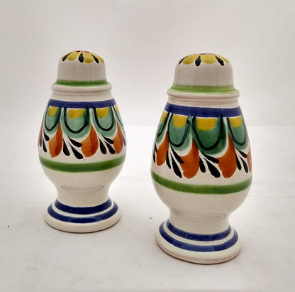 Spinning Salt and Pepper Shaker Set Green-Terracota Colors