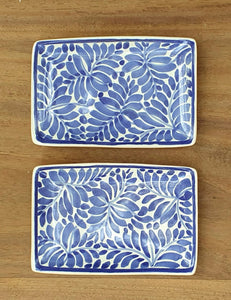 Bread Rectangular Plate / Tapa Plate 5.5 x 3.9" Milestones Blue and White