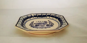Hen Mini Octagonal Plate in blue and white 6.7 in D