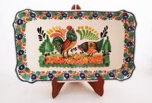 Rooster Family Tray / Serving Rectangular Platter 16.9"x10.6" MultiColors