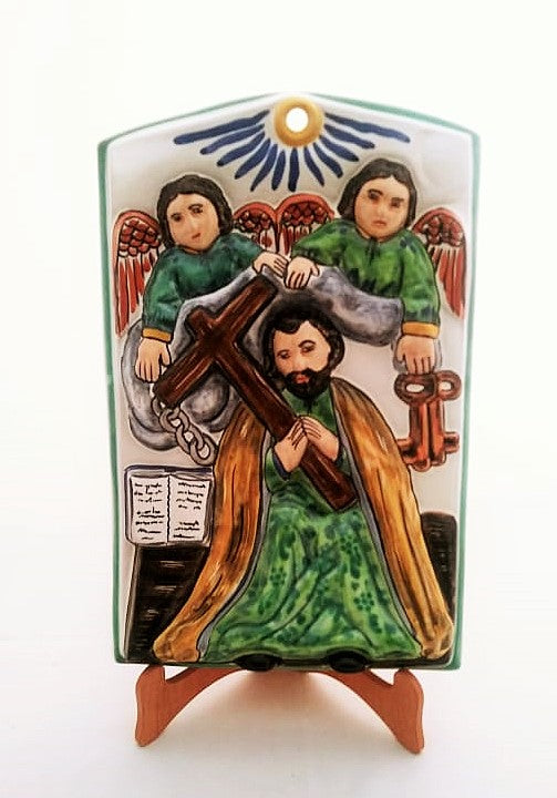 Saint Pedro Altar Piece 13.4 X 8.7" Green Colors