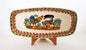 Rooster Family Rectangular Long Platter 14.6 X 7.1 in Brown-Black Colors