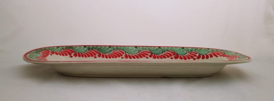 Plato Largo Ovalado Poinsettia 17.3*5.5" colores navideños