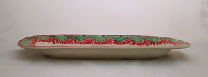 Poinsettia Oval Long Plate 17.3*5.5" christmas colors