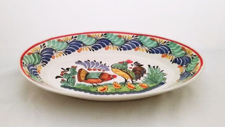 Plato ovalado decorativo/para servir de la familia Gallo, multicolor 