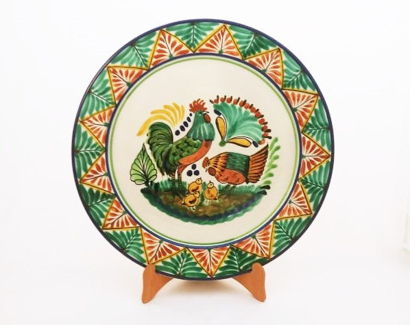 Rooster Family Decorative / Serving Flat Platter 13.8