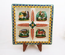 Animal Square Tray w/4 division 12.4*12.4" MultiColors - Mexican Pottery by Gorky Gonzalez