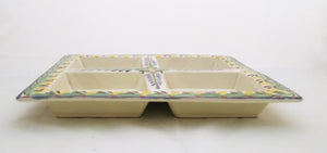 Animal Square Tray w/4 division  12.4*12.4" Green-Yellow Colors - Mexican Pottery by Gorky Gonzalez