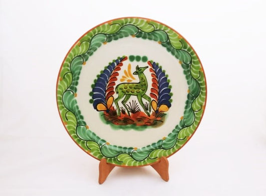 Deer Decorative / Serving Platter 13.8" D Green Colors