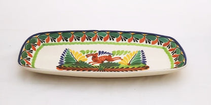 Fuente Rectangular Rabbit Mini Tray 14,6 X 7,1 en Colores Verde-Terracota