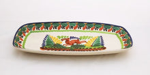 Rabbit Mini Tray Rectangular Platter 14.6 X 7.1 in Green-Terracota Colors