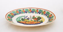 Rooster Family Decorative / Serving Oval Platter Green-Terracota Colors