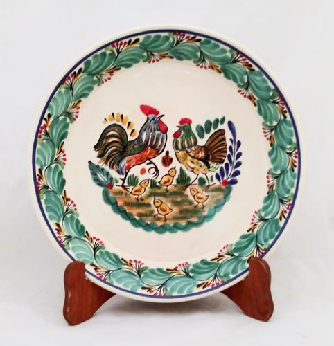 Rooster Family  Decorative / Serving Deep Round Platters Multi-colors