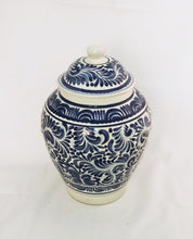 Decorative Vase Milestones Pattern Blue and White
