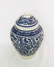 Decorative Vase Milestones Pattern Blue and White