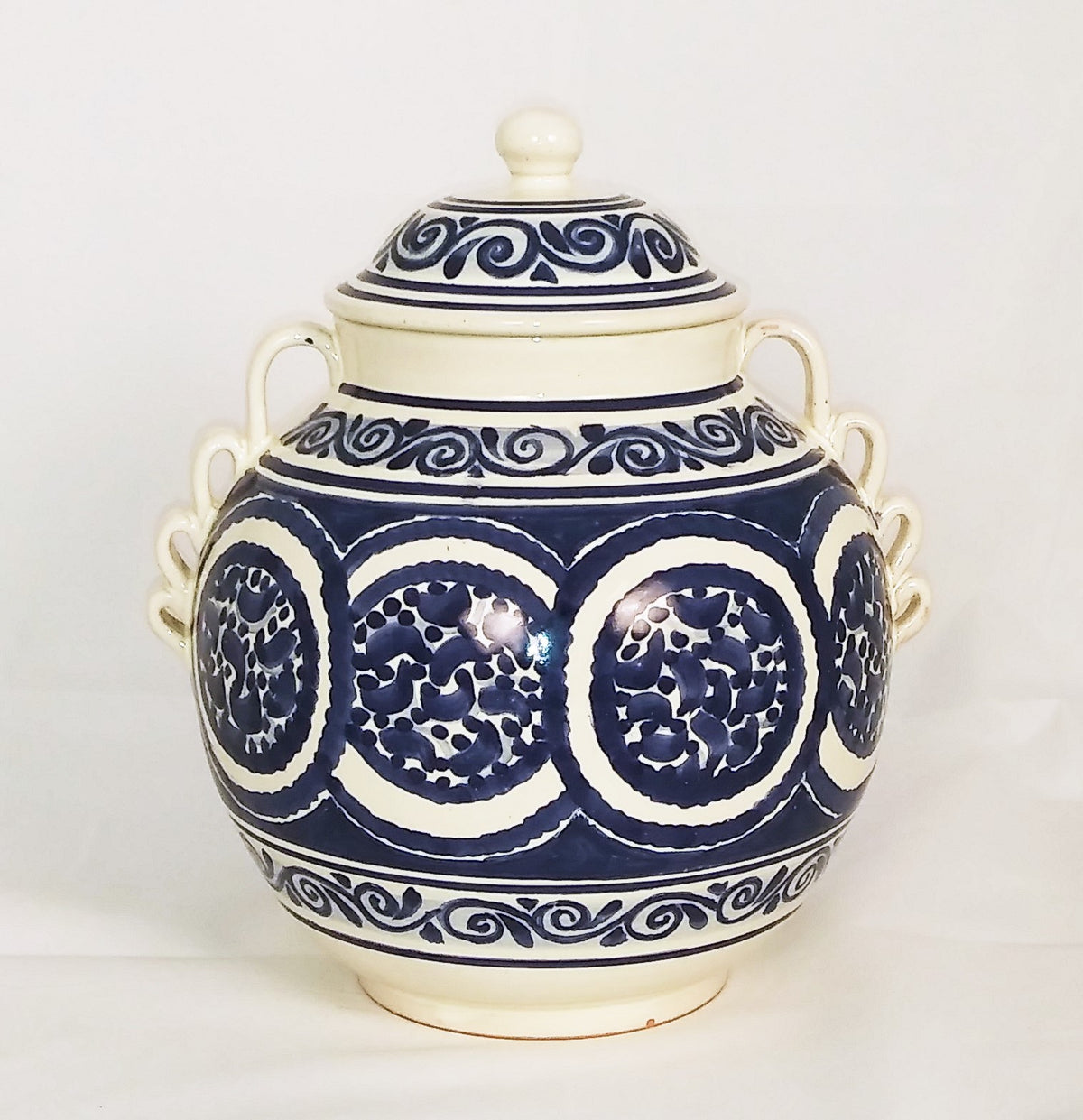Decorative Vase Morisco Pattern Gto Jar 16.5" H Blue and White