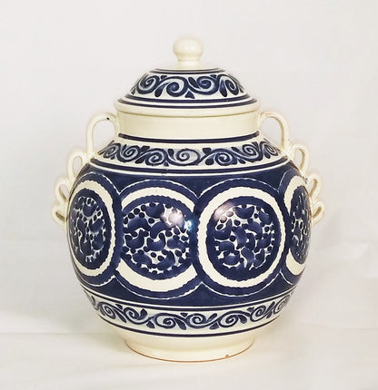 Decorative Vase Morisco Pattern Gto Jar 16.5" H Blue and White