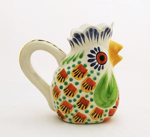 Rooster Creamer Pitcher 10 Oz Green-Terracota Colors