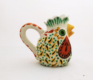 Rooster Creamer Pitcher 10 Oz Yellow-Blue Colors
