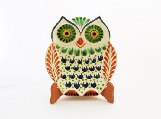 Owl Snack Dish Plate 8 x 7 inches MultiColors