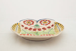 Owl Dish Plate Green-Yellow Colors