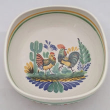 Rooster Square Salad Bowl 10*10" Green-Yellow-Terracota Colors