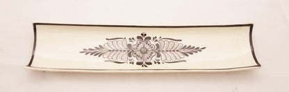 Flower Canoe Snack Dish 17.7 in L Black and White