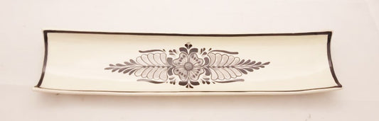 Flower Canoe Snack Dish 17.7 in L Black and White
