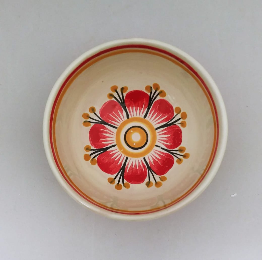 Flower Bowl 4.9" D Red Colors
