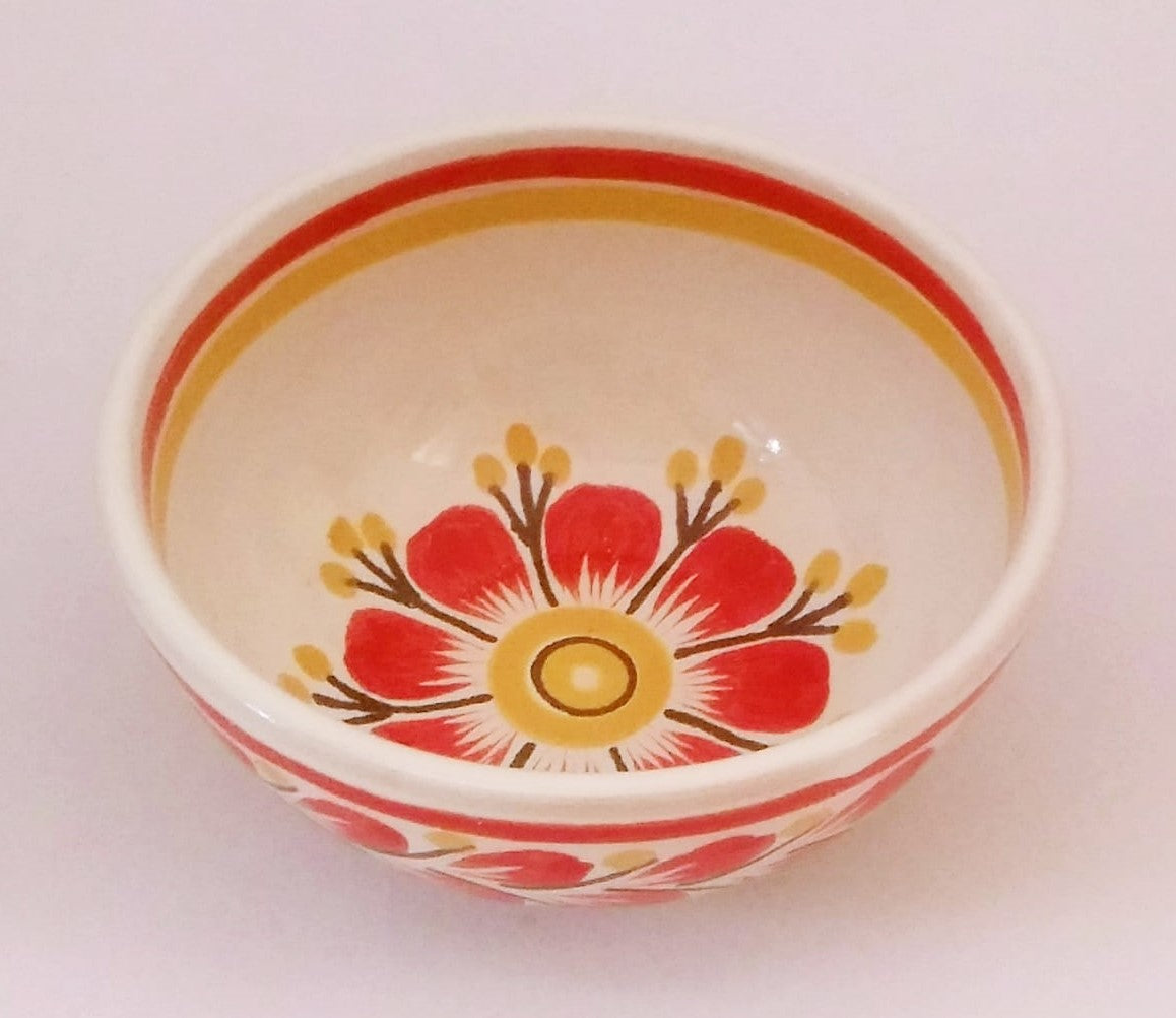 Flower Bowl 4.9" D Red Colors