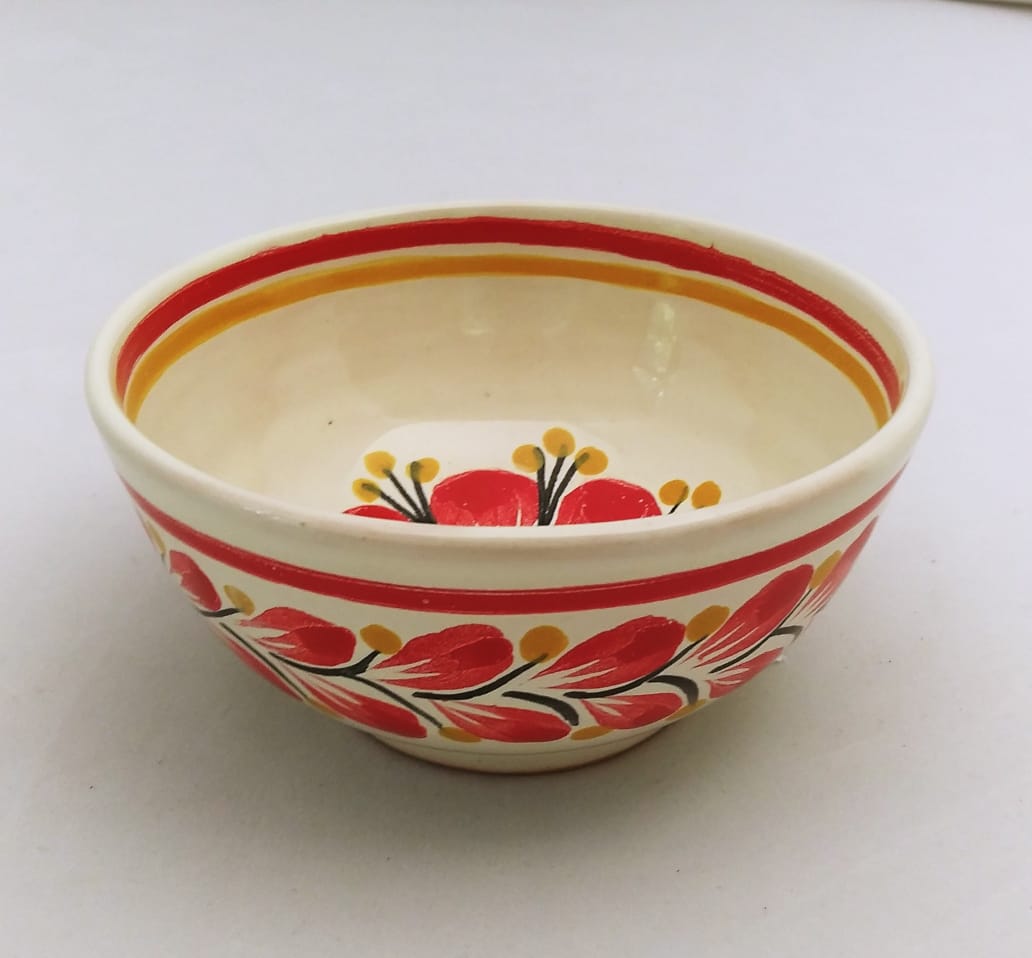 Flower Bowl 4.9" D Red Colors