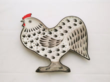 Rooster Snack Dish Plate Black and White