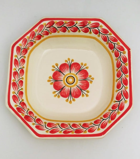 Cuenco octogonal Flower 9,8 x 9,8 en colores rojos 