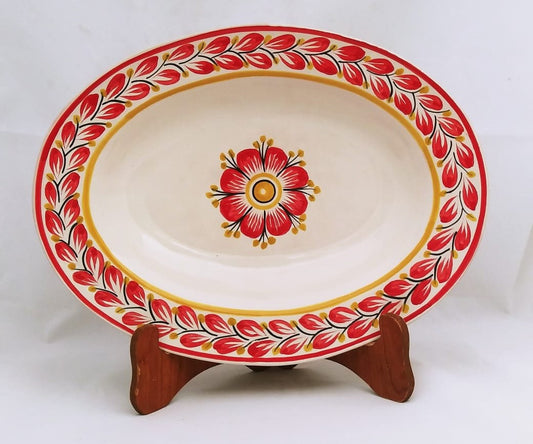 Fuente Ovalada Decorativa / Para Servir Flores 15.6*11.8" Colores Rojos 