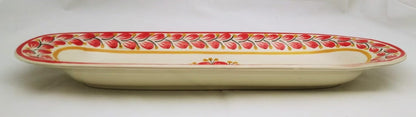 Flower Oval Long Plate 17.3*5.5" Red Colors