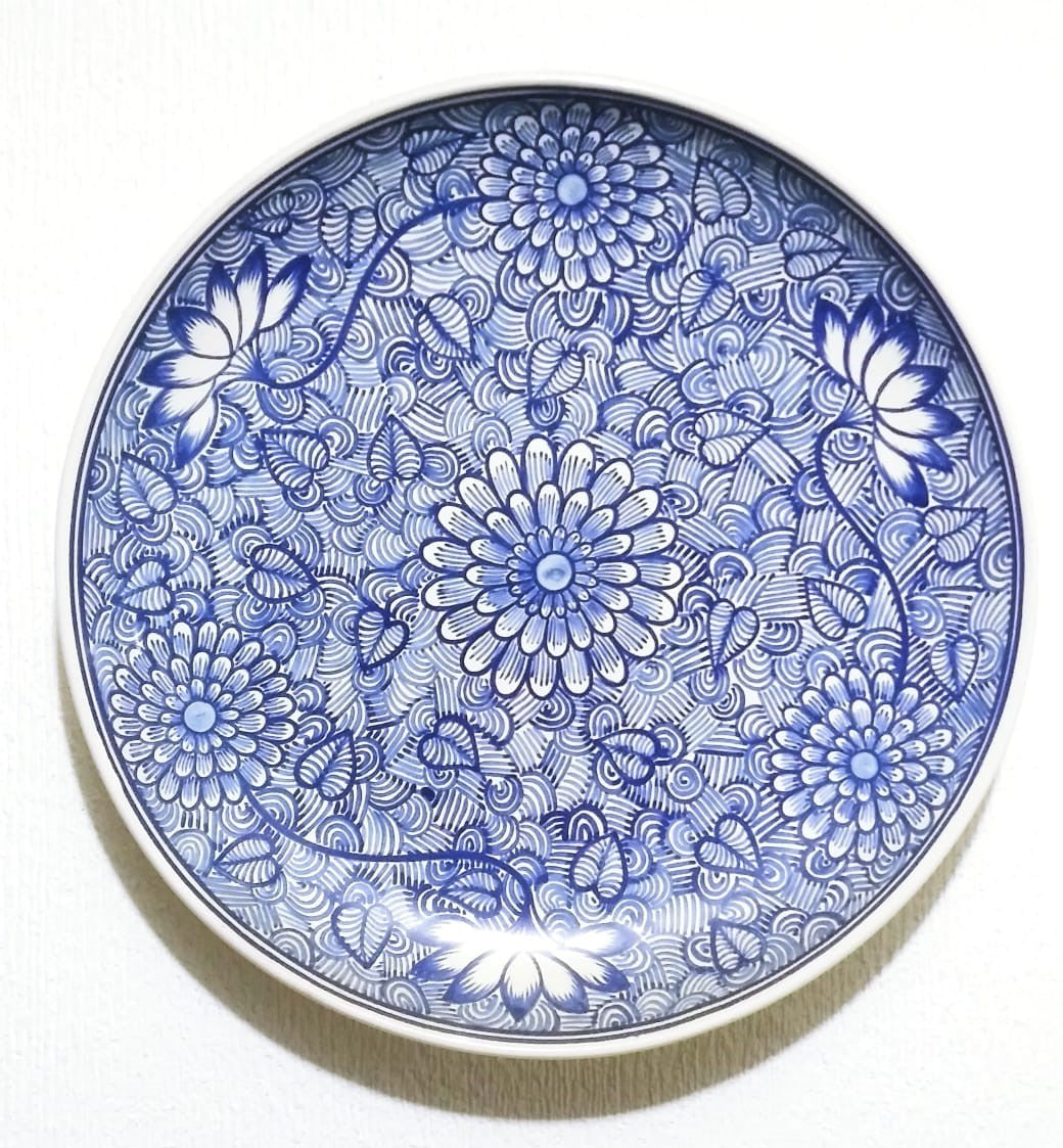 Decorative Platters Chrysanthemum Blue and White