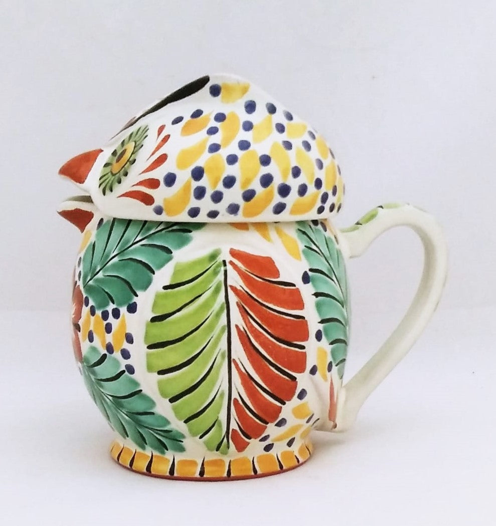 Owl Tea Pot 6.7" Hight Green-Yellow-Blue Colors