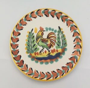 Rooster Bread Plate / Tapa Plate 6.3" D Terracota-Black-Yellow Colors