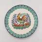 Rooster Bread Plate / Tapa Plate 6.3" D Green-Blue Colors