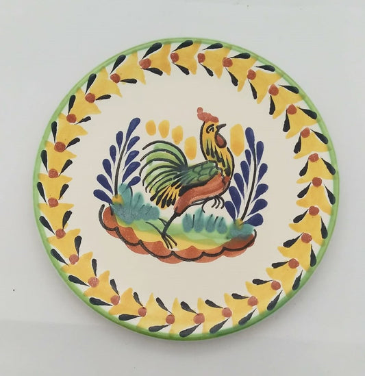 Rooster Bread Plate / Tapa Plate 6.3" D Yellow-Black Colors