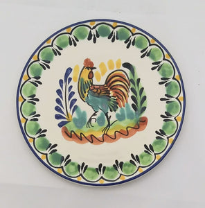 Rooster Bread Plate / Tapa Plate 6.3" D Green-Black Colors