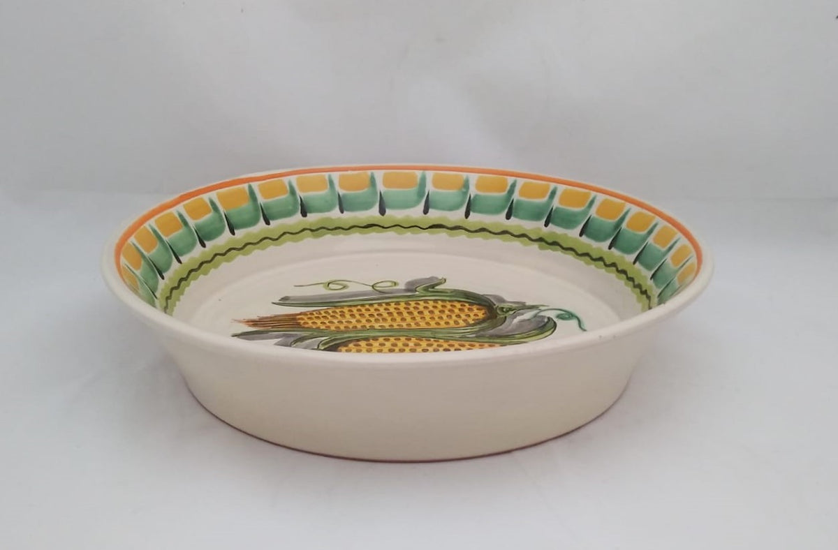 Corn Decorative/Serving Round Platters Green-Yellow Colors