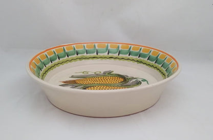 Corn Decorative/Serving Round Platters Green-Yellow Colors